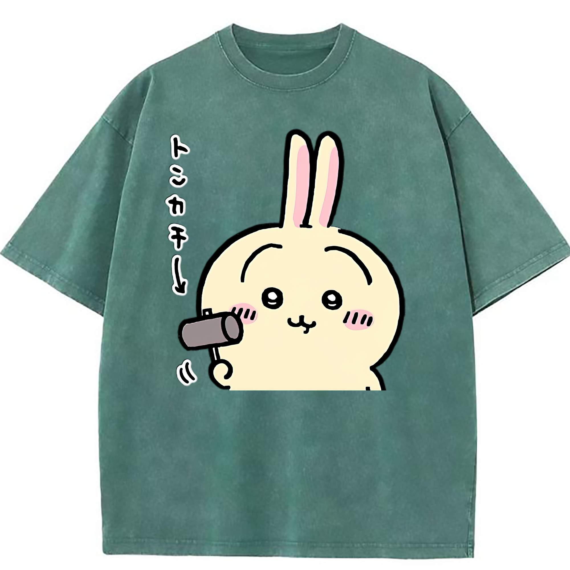 （画像用） ちいかわ うさぎ Chii-kawa usagi 綿100% ヴィンテージ風 半袖Tシャツ（フロントプリント）